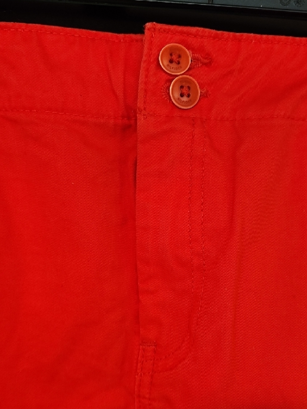 Tommy Hilfilger Bright Red-Orange Button-Front Skirt - Picture 4 of 9